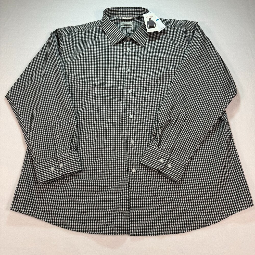 Lucky Brand Men's XXL (18-18.5) Gingham Dress Shirt Black White Long Sleeve NWT